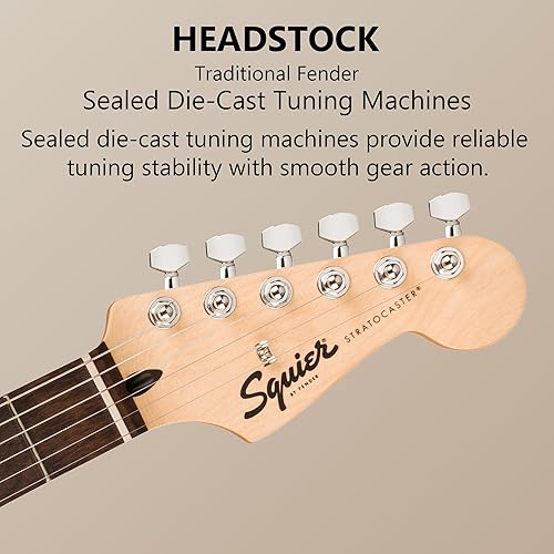 Miniatura 6 de Fender Squier Sonic Stratocaster - Paquete ultravioleta con amplificador, sintonizador, correa, cable, púas y DVD de guitarra Austin Bazaar