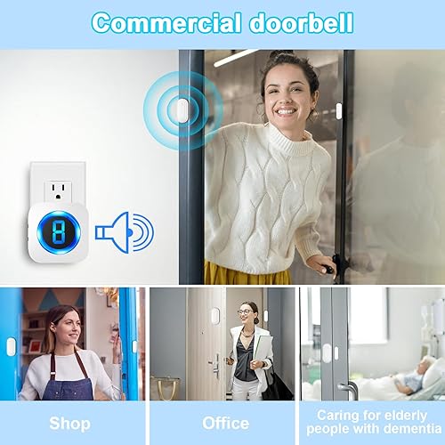 Miniatura 7 de SURFOU Sensor de puerta inalámbrico con sensor de alarma de timbre para oficina y hogar, alarma de ventana abierta para puerta, rango de
