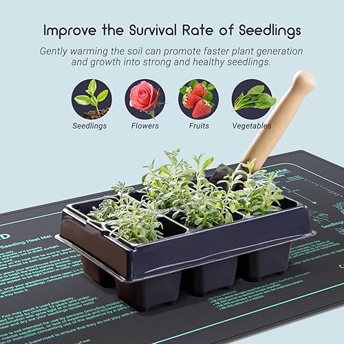 Miniatura 5 de Alfombrilla térmica impermeable duradera de 10 x 20.75 pulgadas, almohadilla térmica hidropónica cálida para germinación de plantas de interior,