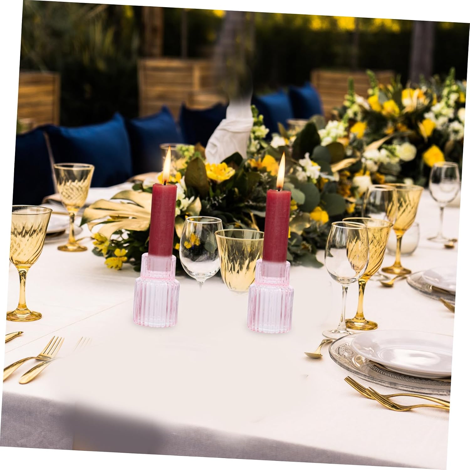 6pcs Candlestick Set Vertical Pattern Taper Candle Holders for Living Room
