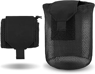 PETAC GEAR Dump Pouch ,Molle Drawstring Mag Pouches,Roll Up Foldable Tactical Recovery Tool Pack,EDC Drop Net Storage Bag . (Black) â€¦
