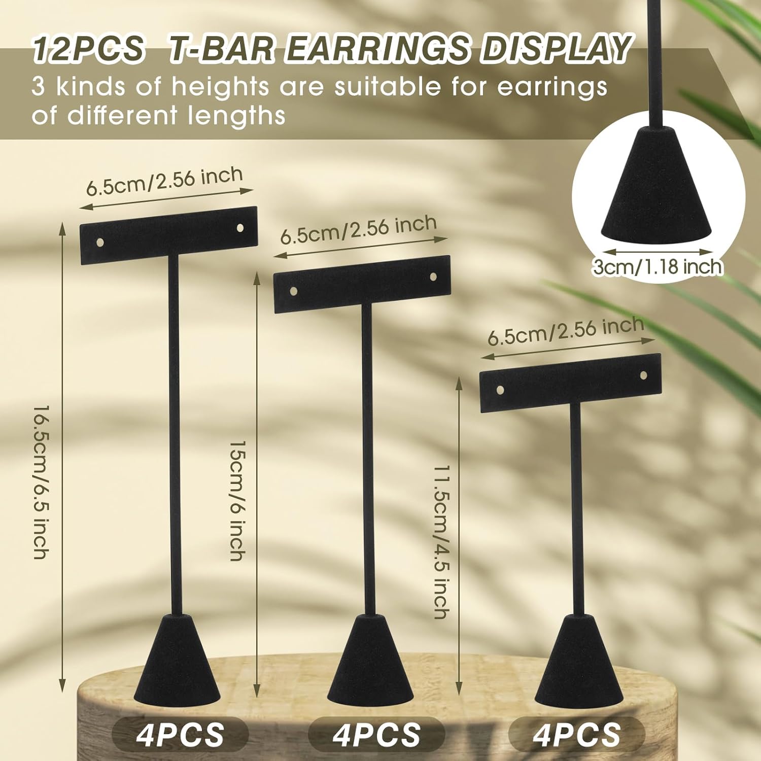 Marsui 12 Pcs Earring Display Set T Bar Earring Display Stand with 3 Heights Earrings Stand for Jewelry Vendors (Black) - Image 2