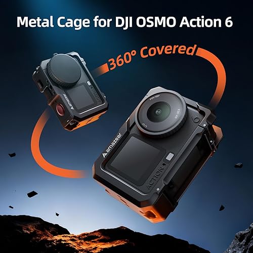 Miniatura 2 de AMAZEAR Funda protectora de metal para accesorios DJI Osmo Action 6, jaula multifunción Action6 Pro, carcasa de aluminio más fuerte con tapas de