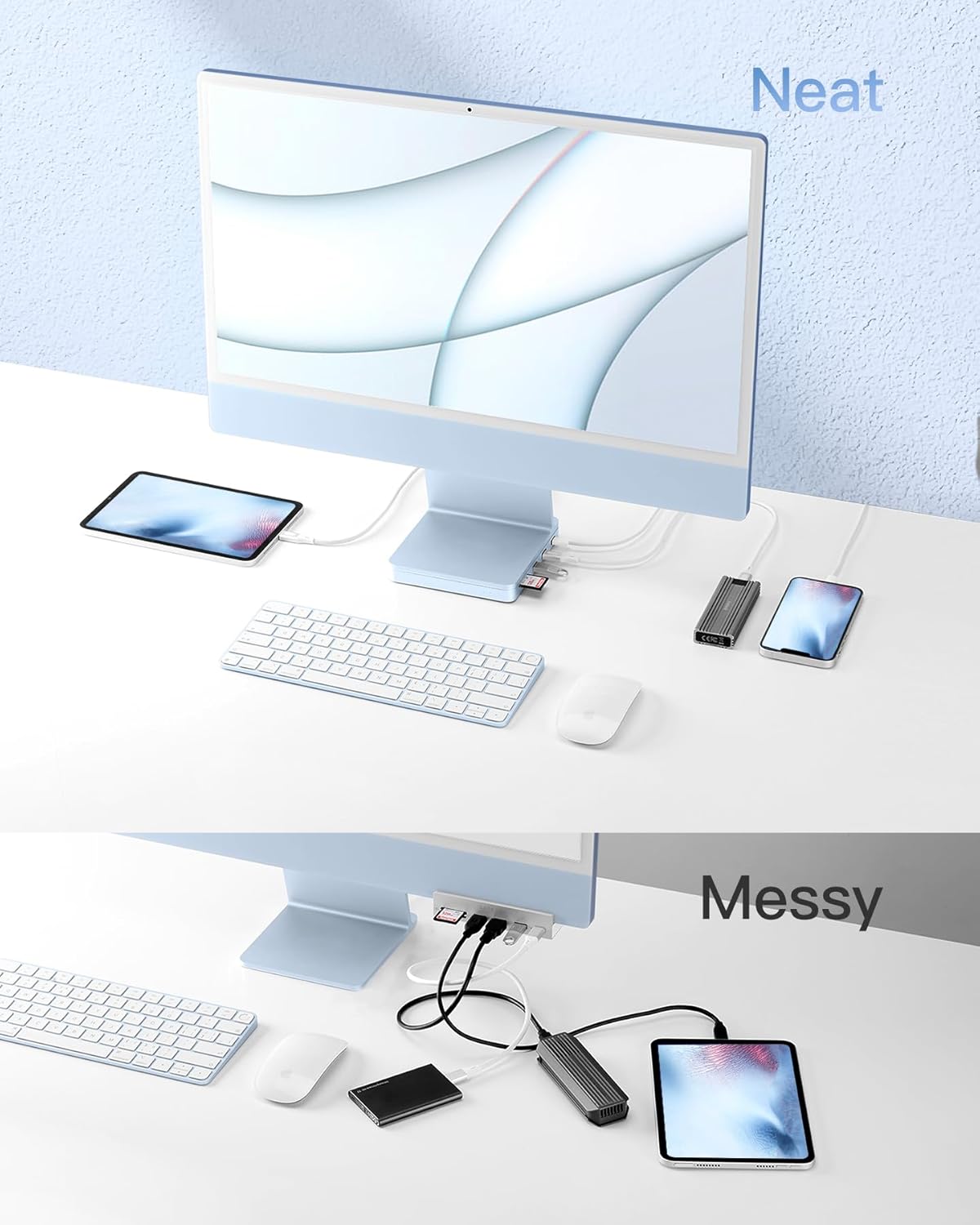 Inateck iMac Docking Station - USB 3.2 Gen 2 Hub for iMac 24 inch 2021/2023/2024, M1/M3/M4 Adapter (Blue)
