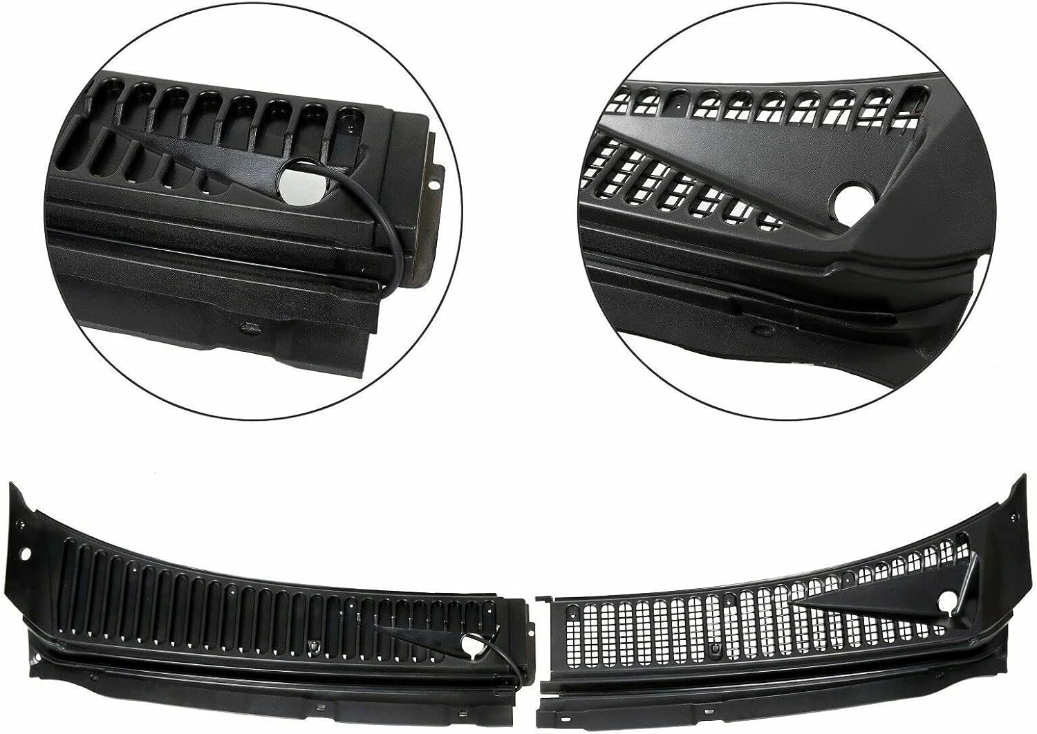 Windshield Wiper Cowl Panel Vent Grille Compatible with 1999-2007 Ford F250 F350 F450 F550 Super Duty, 2000-2005 Excursion Replace OE # 3C3Z-25022A68-AAA, 4C3Z-25022A69-AAA