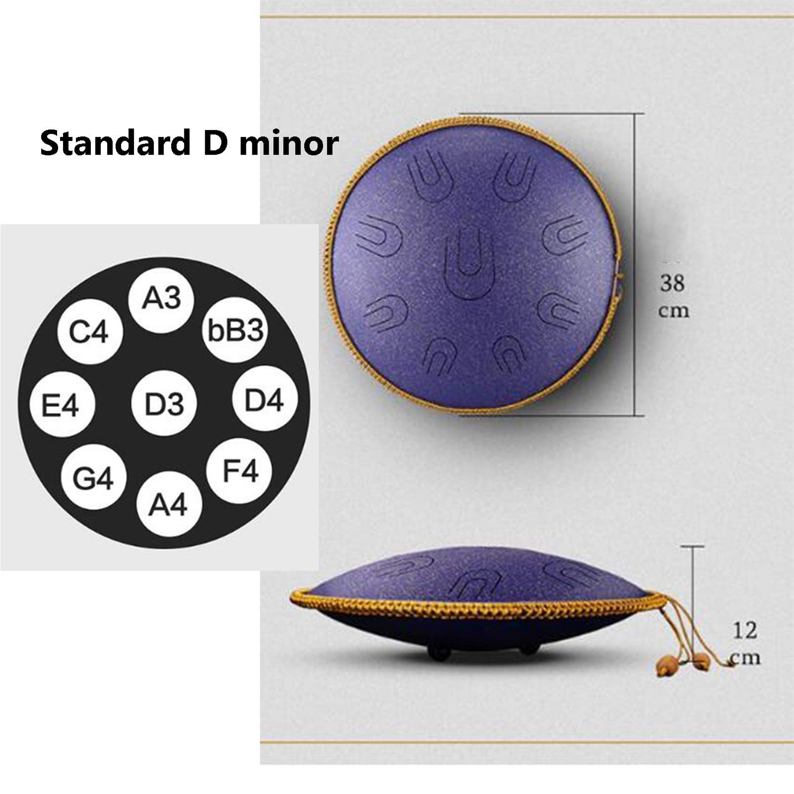 Kit Da 14 Pollici Da 14 Pollici A Tamburo In Acciaio Thumue, Standard C Minore, Psicoterapia Percussioni, Un Regalo Per Principianti E Amanti Dello Yoga (Color : A)