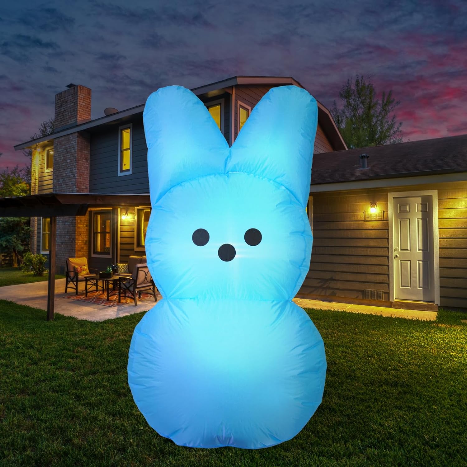 Easter Inflatables Outdoor Decorations,Blue Bunny Blow Up Easter Yard Decoration Welcome Decor for for Outdoor Indoor, Yard, Garden, Lawn, Supplies(Blue)