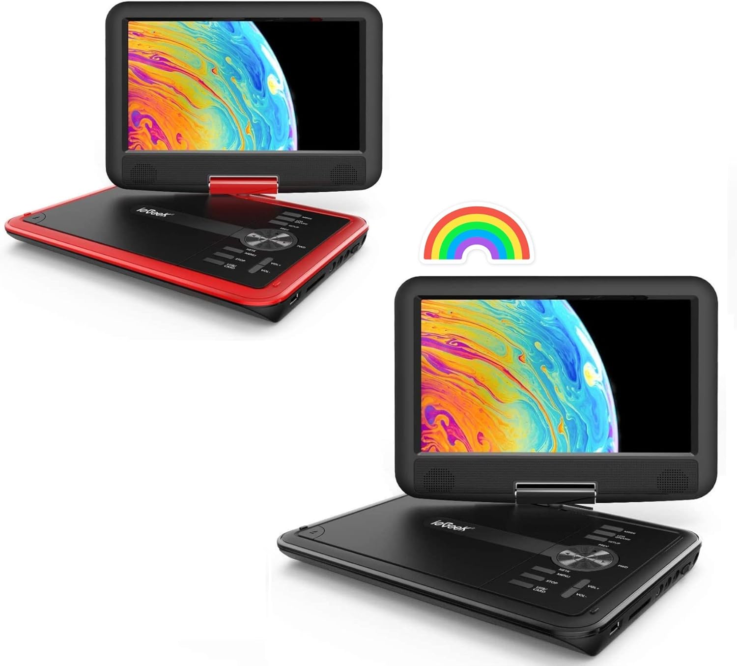 11.5" ieGeek Black Portable DVD Player and 11.5" ieGeek Red