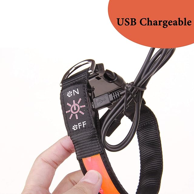 Foto 4 de 7 de Collar LED Iluminado USB Recargable Impermeable para Perro, Banda Nocturna Con 3 Modos de Brillo