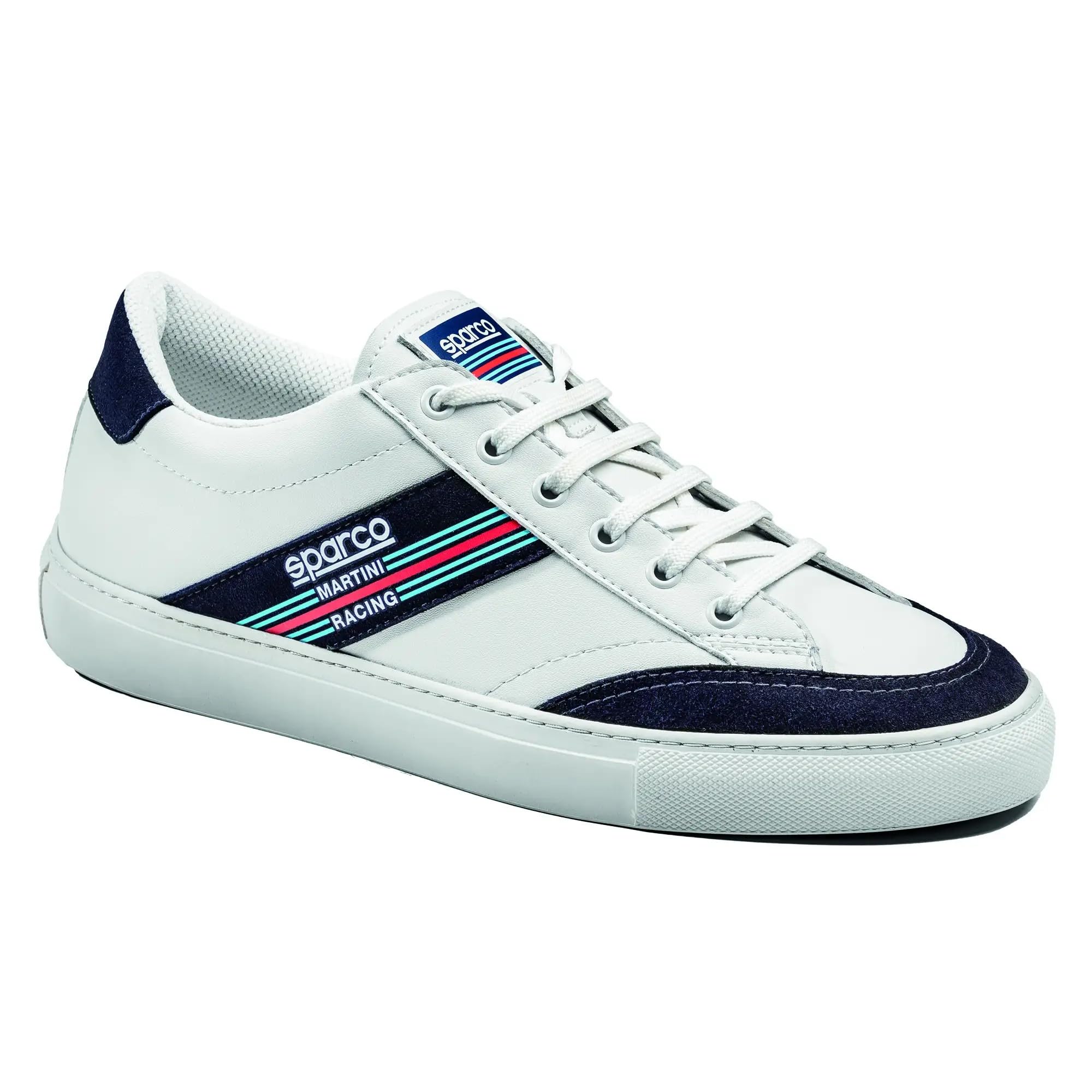 Sparco Unisex Weiß Blau – S-Time Martini Racing -Sneakers – Freizeit-Motorsportschuhe Aus Kunstleder – Sonderedition – Komfort – Gummisohle – Eu 42