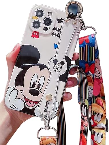 Threesee Funda para iPhone 13 Pro Max, bonita funda protectora de TPU suave de dibujos animados de Minnie Mickey Mouse para mujeres y niñas, para