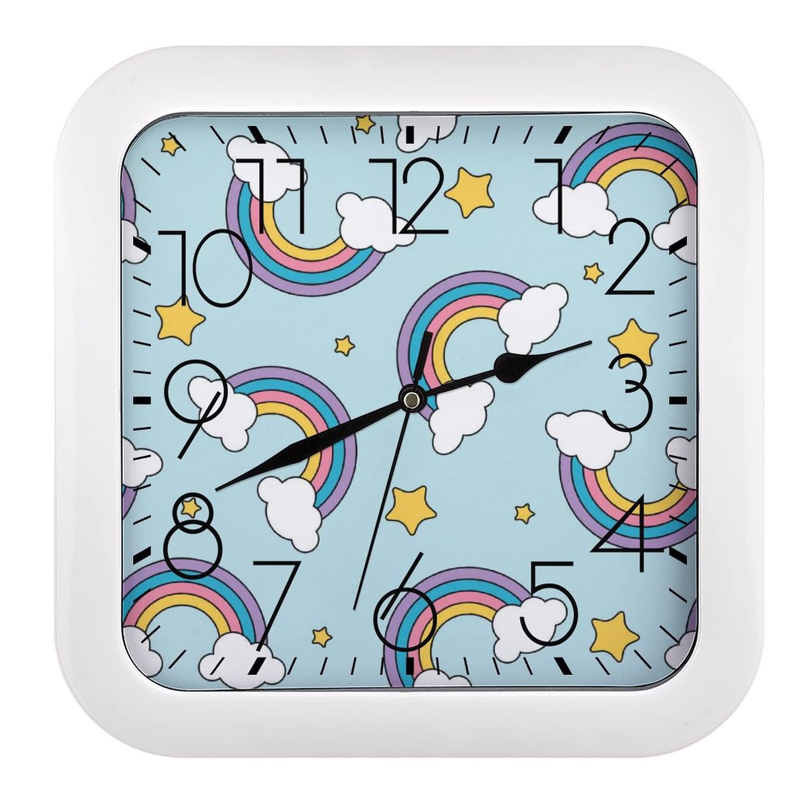 Horloge murale arc-en-ciel design moderne pour décoration de salon et chambre d'enfant