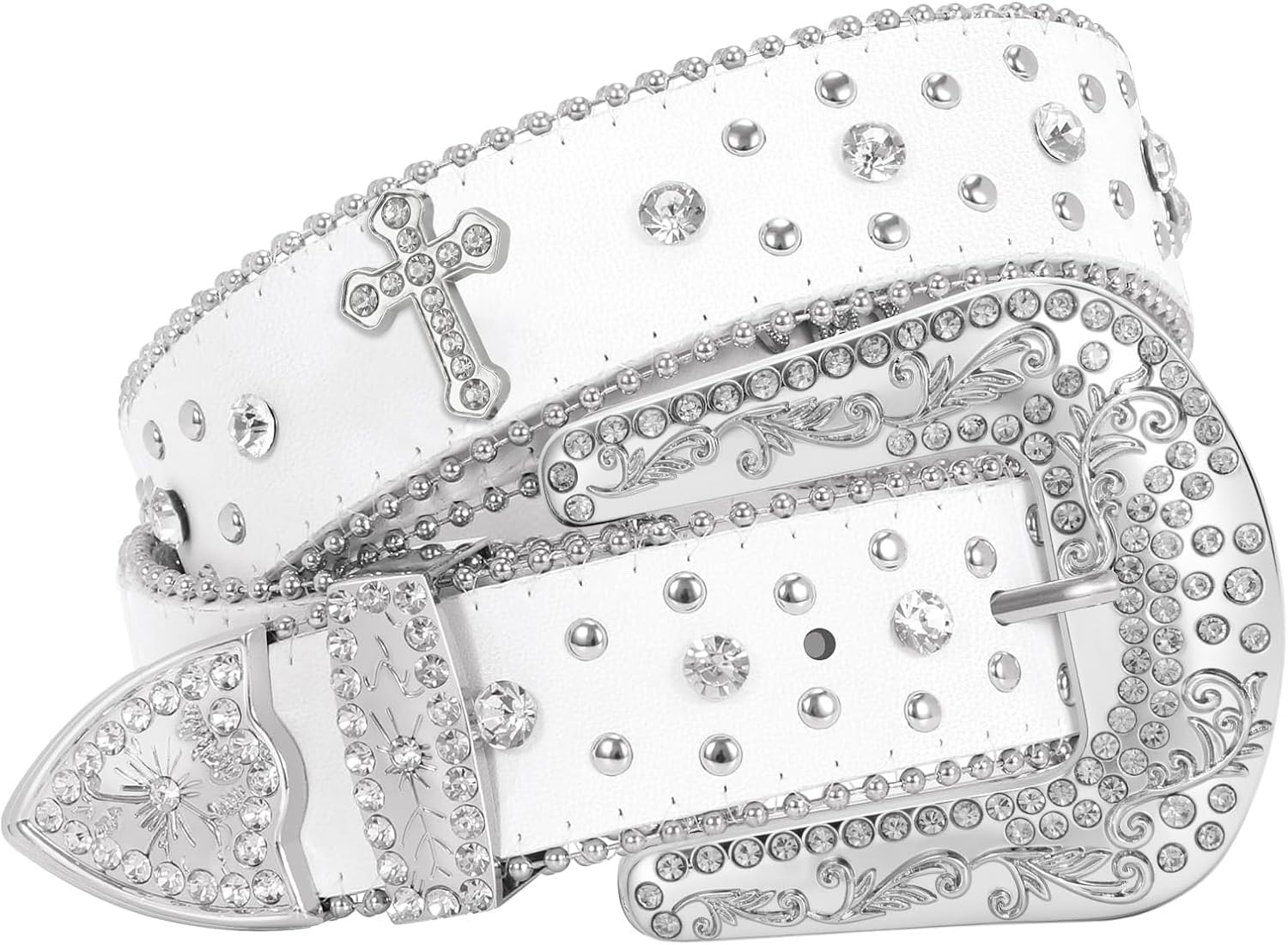 Sparkly rhinestone diamond sequin studded belt men women western style