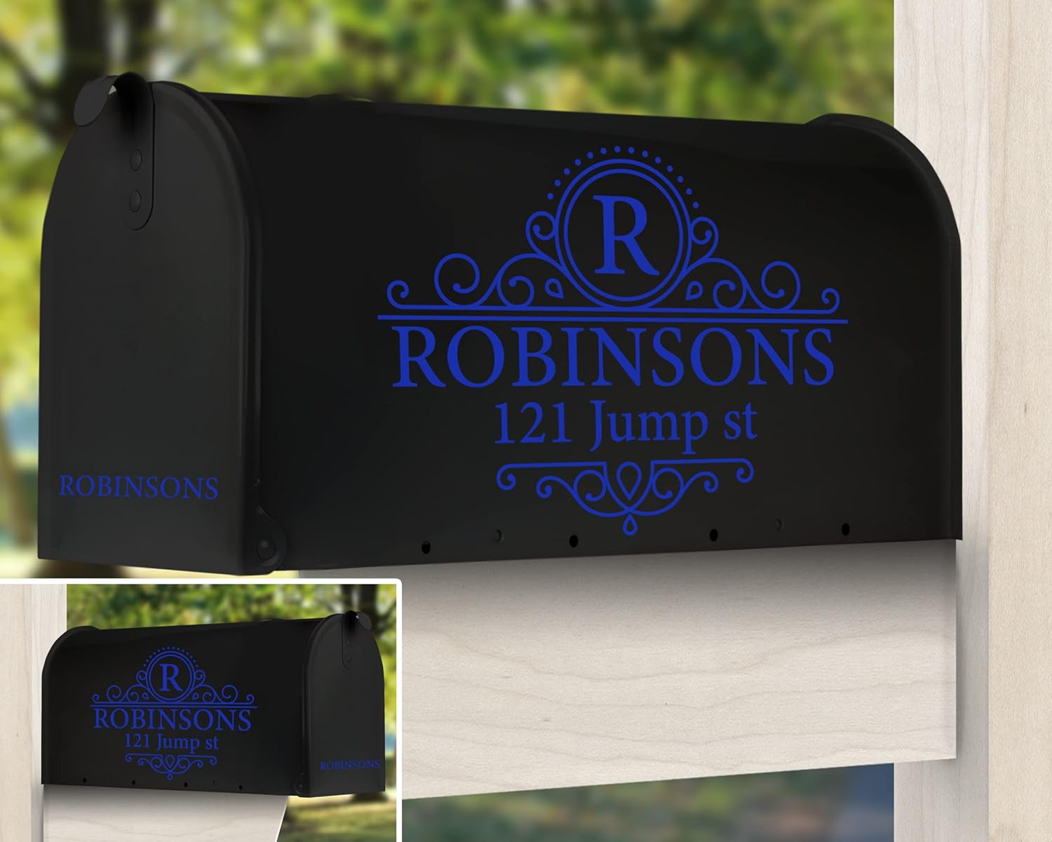 Personalized Farmhouse Mailbox Decals, Set of 4 Name Decal for Mailbox, Waterproof Vinyl Decals, Blue