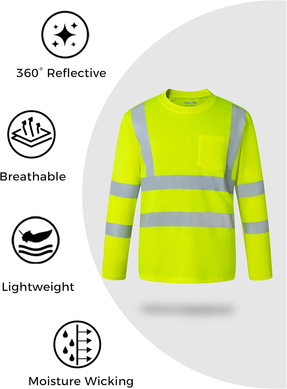 wantdo Hi Vis Shirts for Men Reflective Safety Shirts Construction Work T Shirts - Image 5