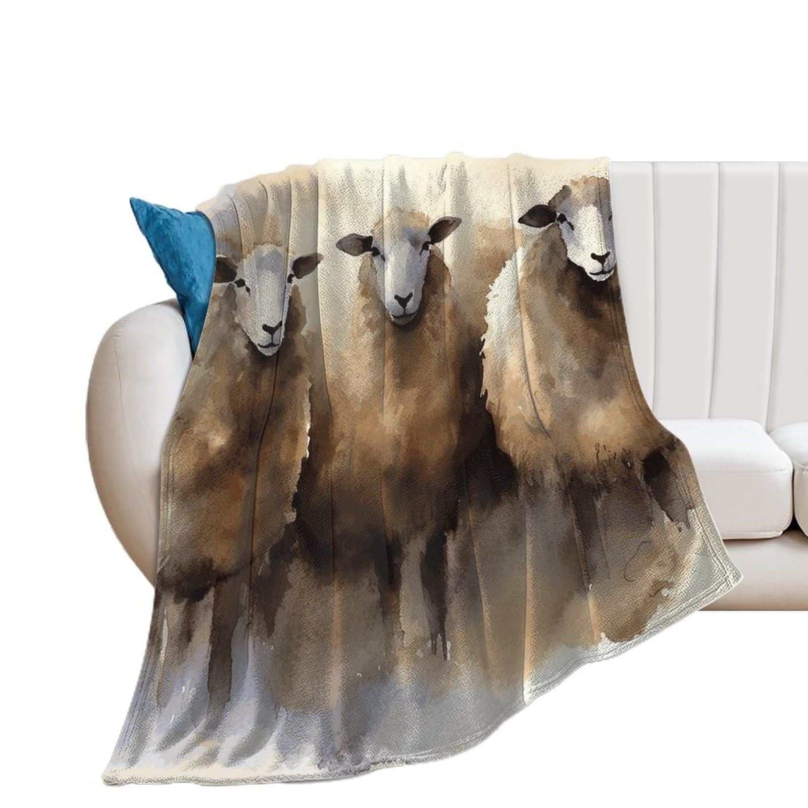 Couverture flanelle douce moutons pour vos soirées sur le canapé
