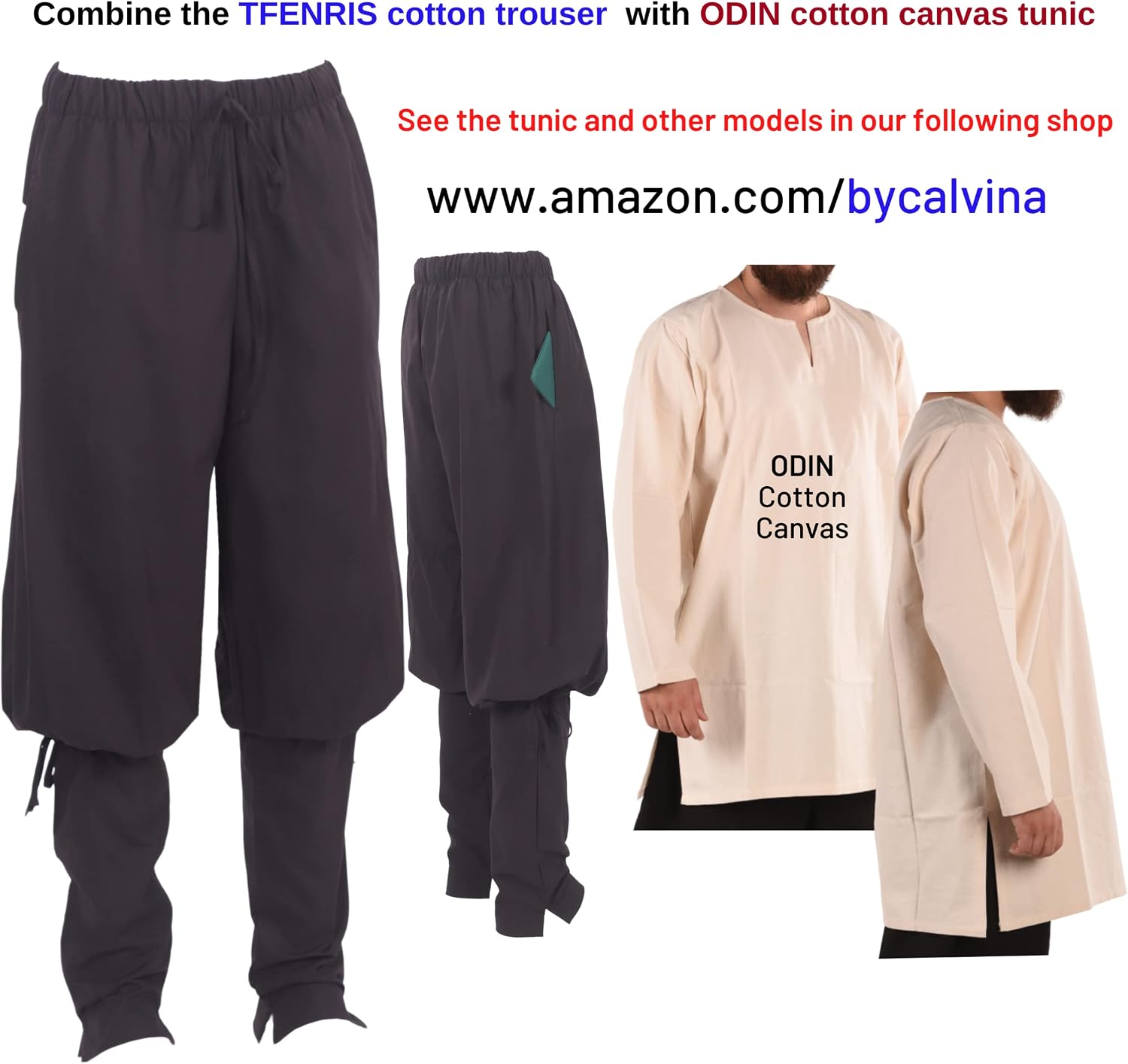 TFENRIS Canvas-Medieval Viking Canvas Trouser-Black-M