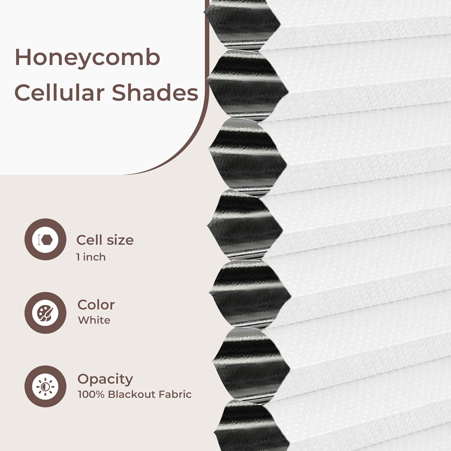 Allesin Zen Custom Top Down Bottom Up Cellular Shades,Blackout Blinds Noise Reduction,Honeycomb Shades Cordless Room Darkening Track Color Options Available,Customize White