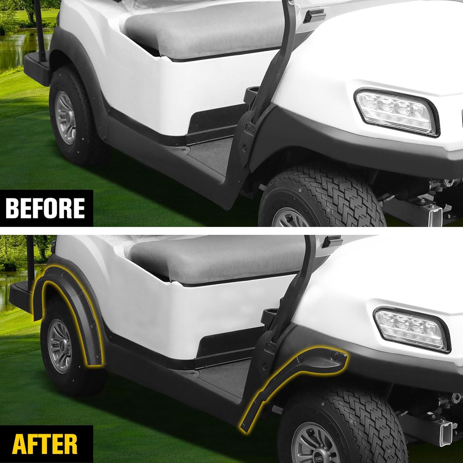 Front & Rear Fender Flares for Club Car Tempo 2017-2025 Golf Cart Accessories, Combined Mud Flaps Mud Guards for Club Car Tempo Standard and Unmodified Golf Carts Body 4PCS