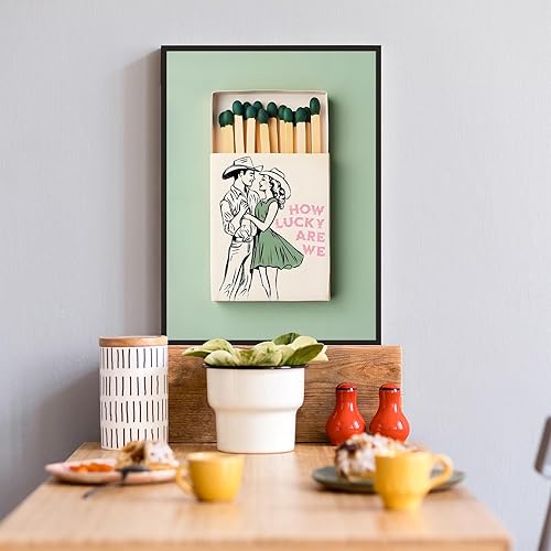 Miniatura 4 de Pósteres de lienzo vintage con texto en inglés «How Lucky Are We Matchbook» de vaquero y vaquera, arte de pared romántico de Arizona Southwestern