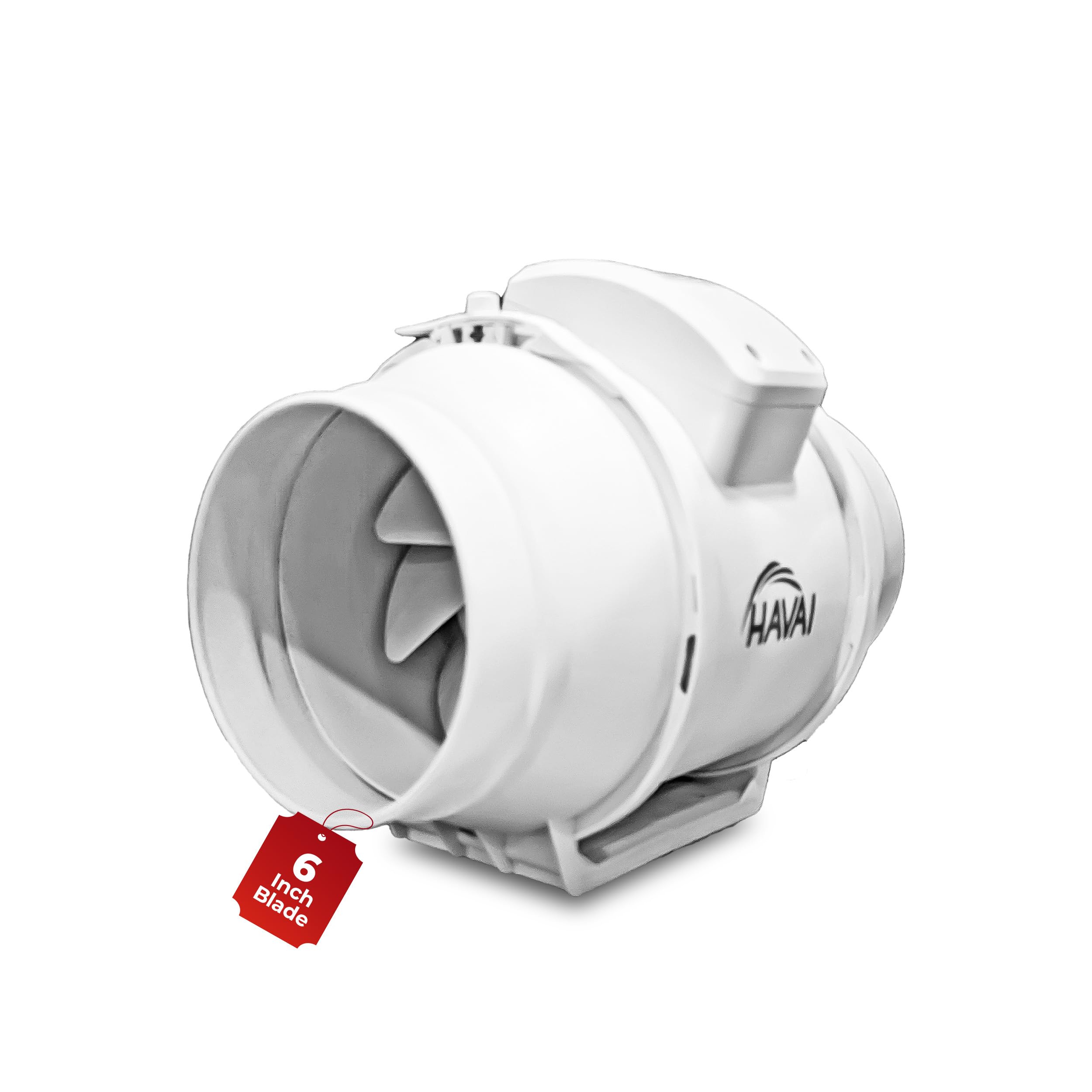 HAVAI 150mm Inline Duct Fan | 540 m³/h Airflow | 28W Motor | 1700 RPM | 300 Pa Pressure | 30 dB Silent Ventilation | 200–240V | Lightweight 1.97 kg | For Kitchen, Bathroom & HVAC Ducting
