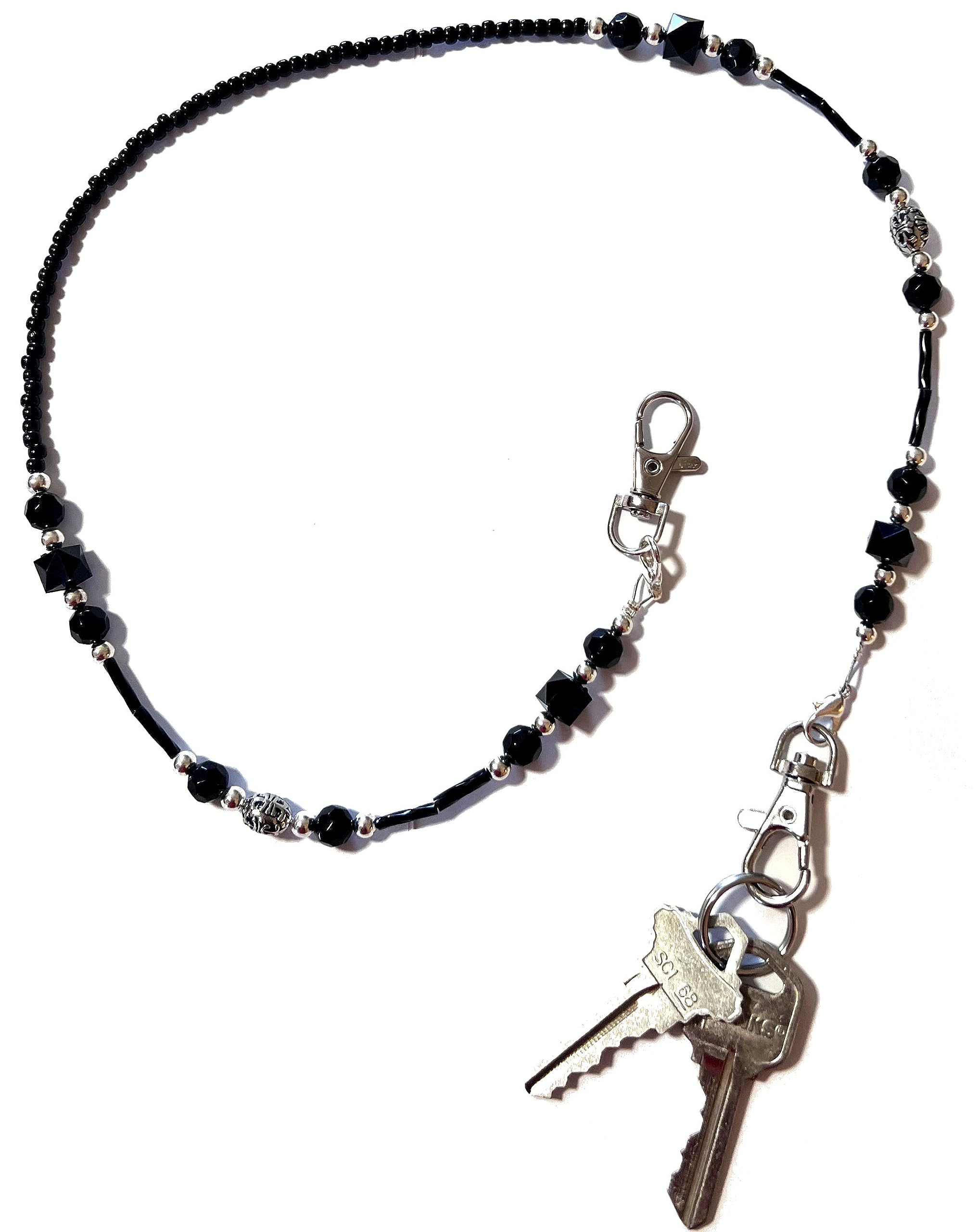 Hidden Hollow Beads Key Keeper 24" Womens Beaded Hand Strap Chain Finder Organizer Reel Purse Lanyard Holder Anti-Lost Ring