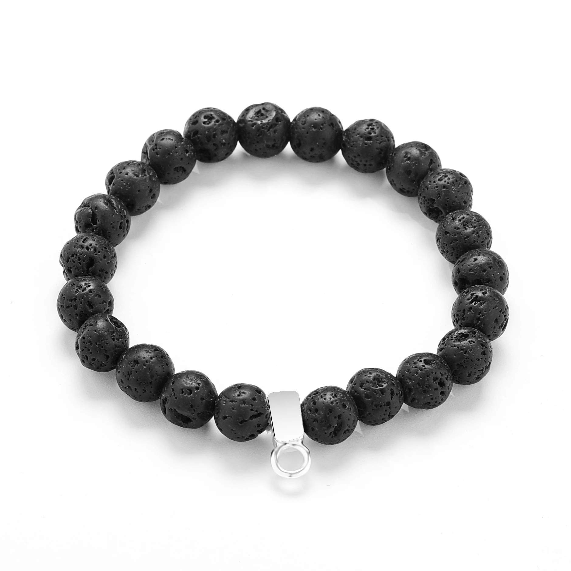 Philip JonesLava Rock Gemstone Charm Stretch Bracelet