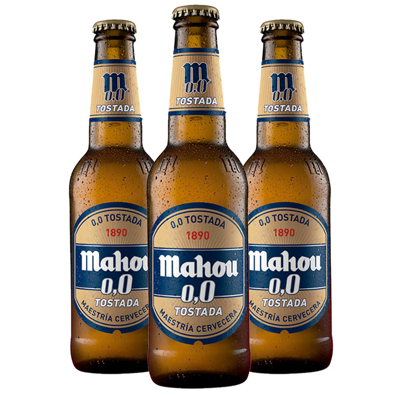 Cerveza Caja de 24 unidades Mahou Tostada 0,0 Botellín Tercio 33 cl Sin Alcohol