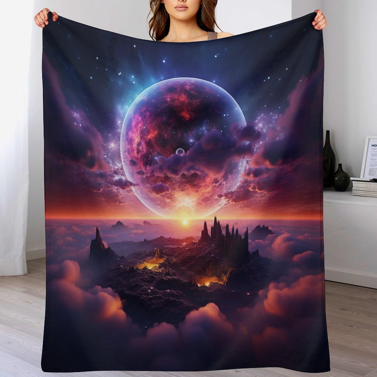 Couvertures polaire en flannel paysage fantastique doux et chaud pour lit