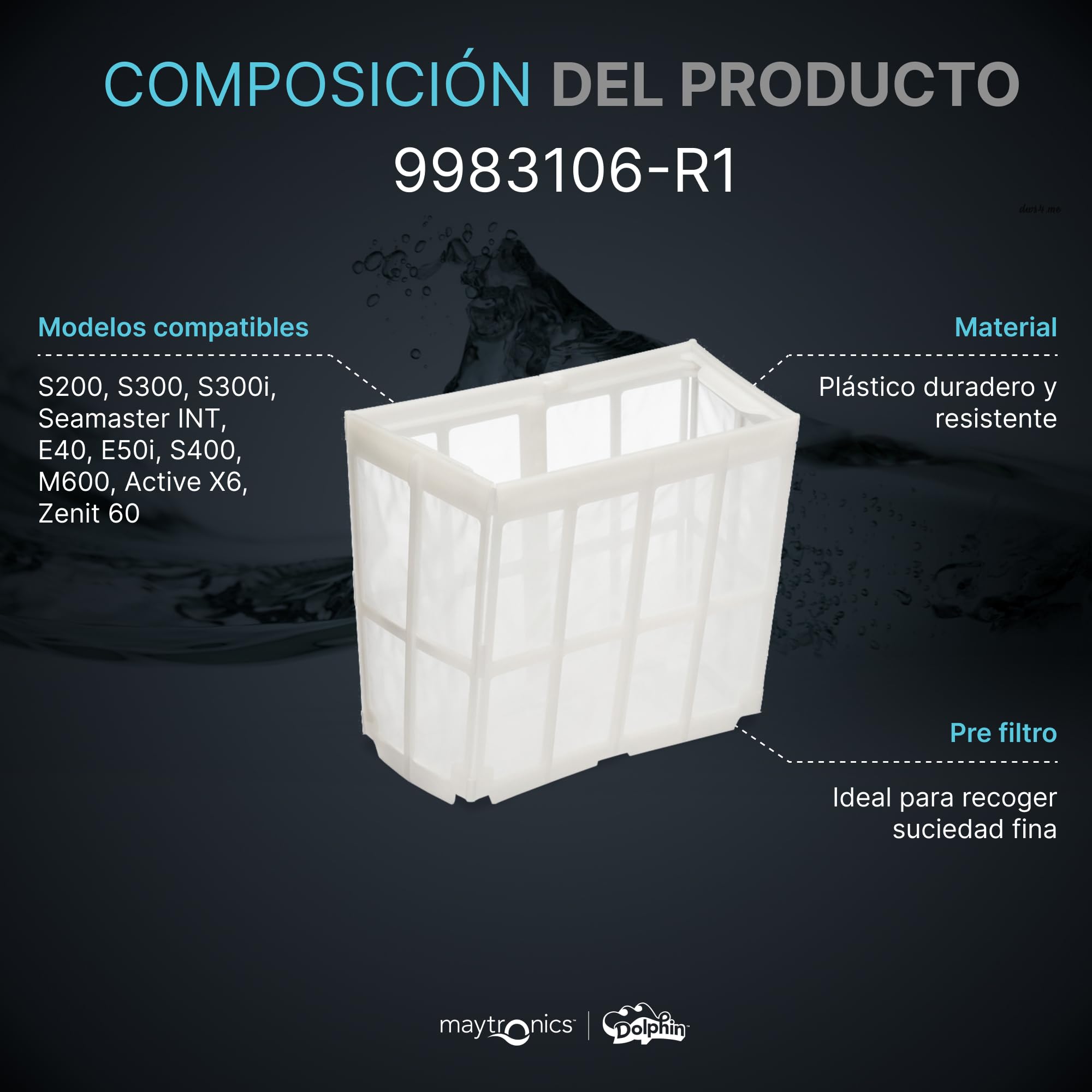Dolphin Piezas de Recambio Originales - Pre Filtro - Referencia Maytronics: 9983106-R1
