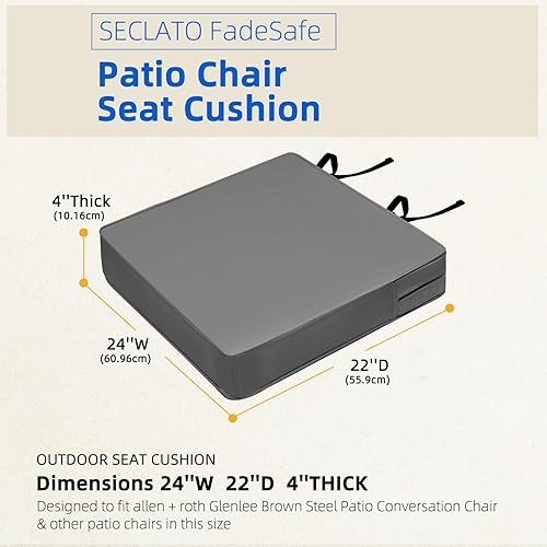 Miniatura 4 de Cojines para sillas de comedor, 17 x 16 x 2 pulgadas, cojines de asiento para sillas de cocina con lazos y funda lavable, cojines para sillas de