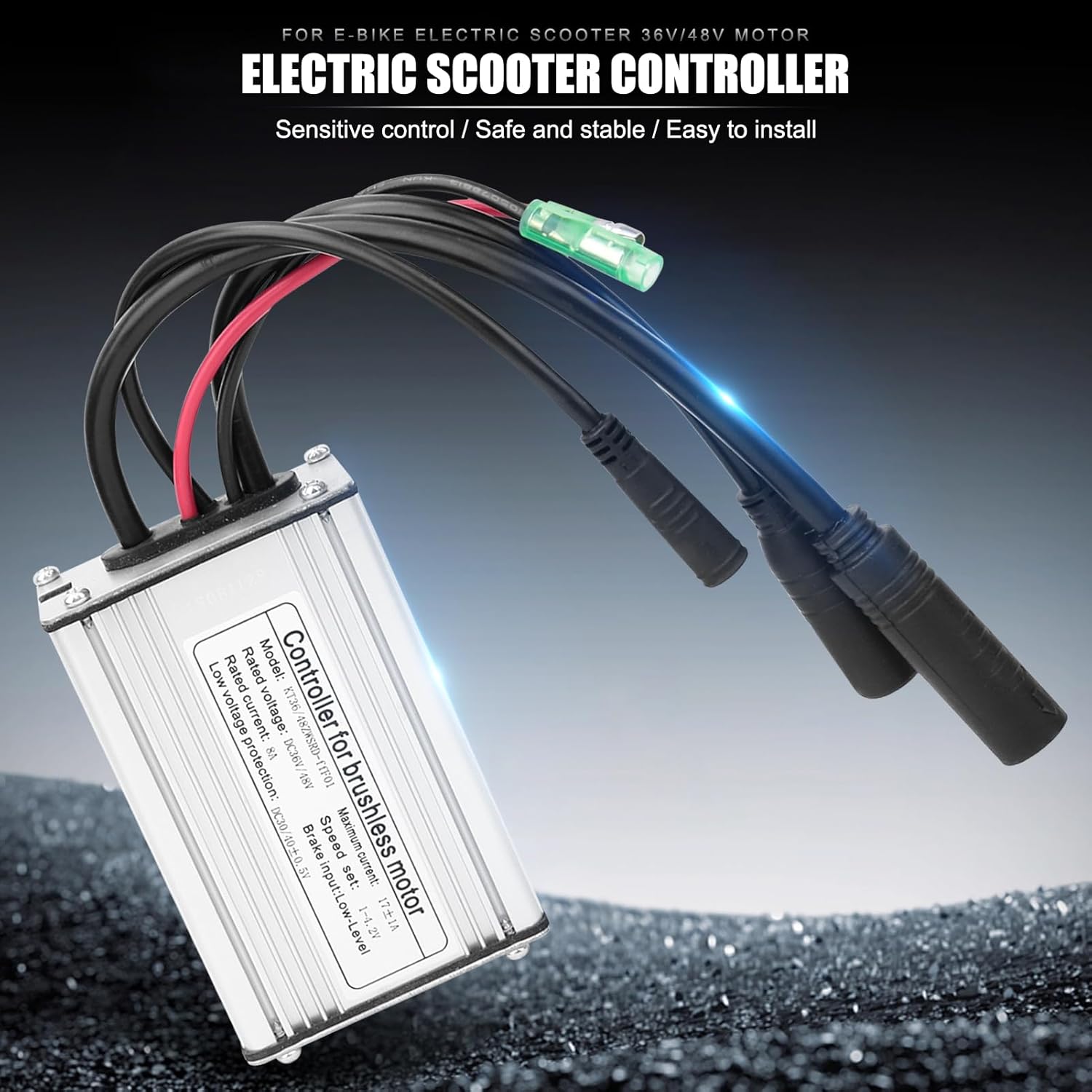 EVTSCAN Electric Bicycle Controller, for DC 36V 48V Brushless Motor, Aluminum Alloy, 17A Square Wave Controller, for Electric Bike Bicycle Scooter