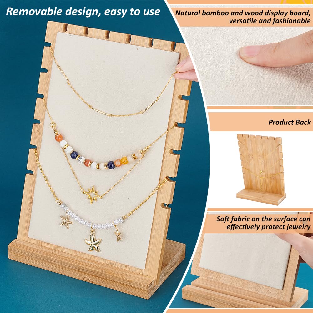 PH PandaHall 2 Ensembles Présentoir à Colliers en Bois Porte Colliers Présentoir Multiple Organisateur de Bijoux Support avec Panneau en Velours pour Vendeurs Magasins Vente au Détail