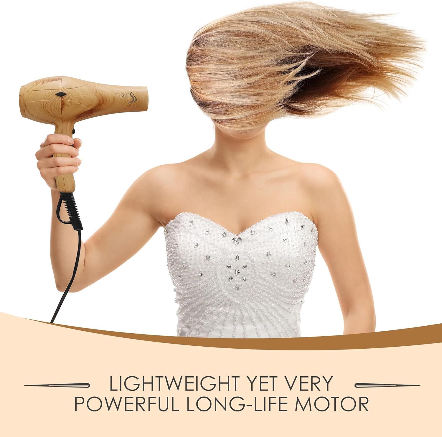 Mr Big Eco Pro Wood Grain Hair Dryer – Innovative Wood Look Design, Multiple Speed & Heat Settings, Cool Shot Button, 2 Concentrator Nozzles – Fast Drying, Frizz Control