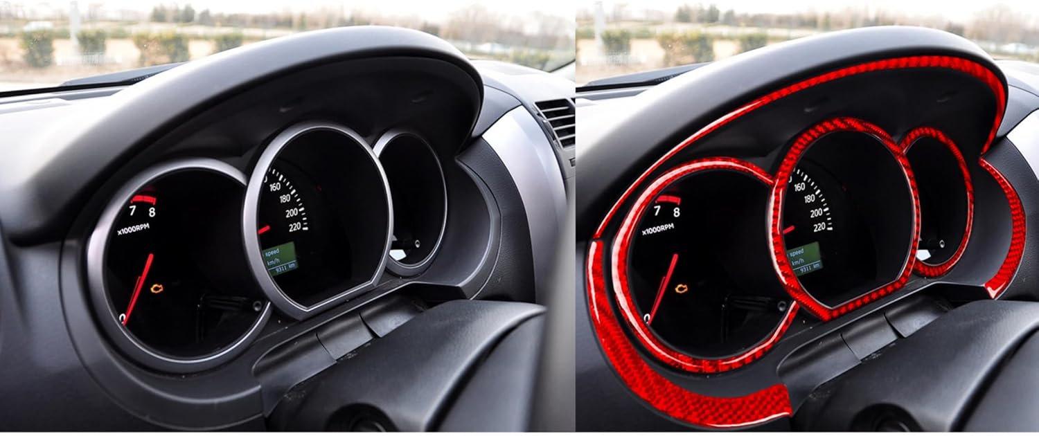 Carbon Fiber Frame Cover Trim Sticker Accessories Decoration Compatible with Suzuki Grand Vitara 2006-2013 (Red, Speedometer Tachometer Panel 18)