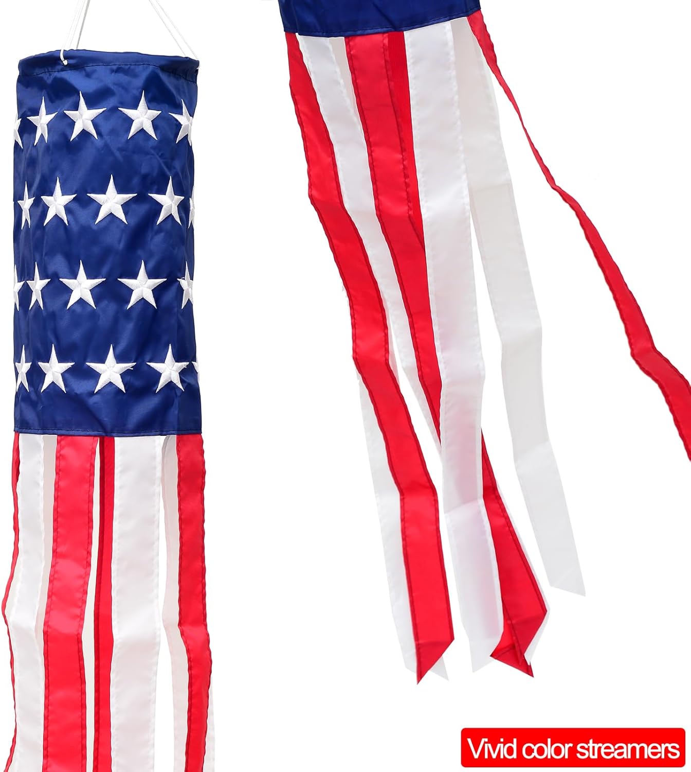 American Flag Windsock, 4th Of July Decorations, Embroidered Stars - Fade Resistant Patriotic Wind Socks Decorations (Red, 40 inch) - Image 5