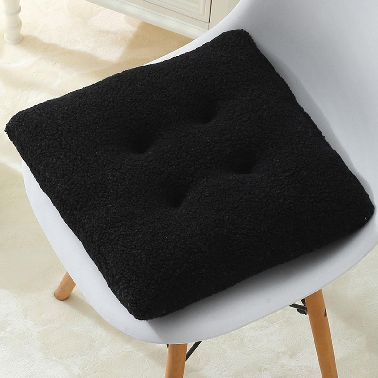 Hixingo Pack de 2 Cojin para Silla de Salon, Color Oscuro Cojines para Sillas de Comedor Cojin para Silla Nordica Antideslizante Felpa Gruesa Suave Cojines de Asiento (Negro,30cm)