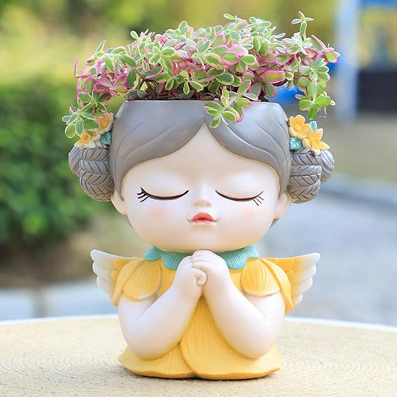 mumisuto Face Planters Pots Head Unique Face Flower Pot Head Planter for Indoor Plants Cute Small Succulent Pots Face Plant Pot for Home Office Garden (Meditation)