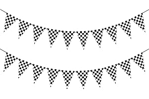 Black and White Checkered Flags Banner for Race Car Birthday Party