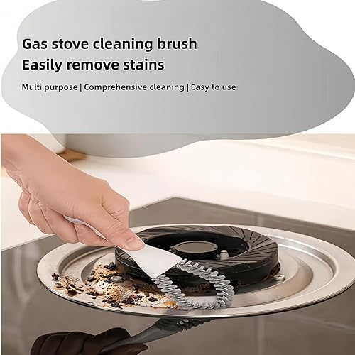 Miniatura 8 de Juego de 2 cepillos de limpieza para horno, estufa y barbacoa con cabezales raspadores, para rejillas de barbacoa, grietas de cocina, estantes para