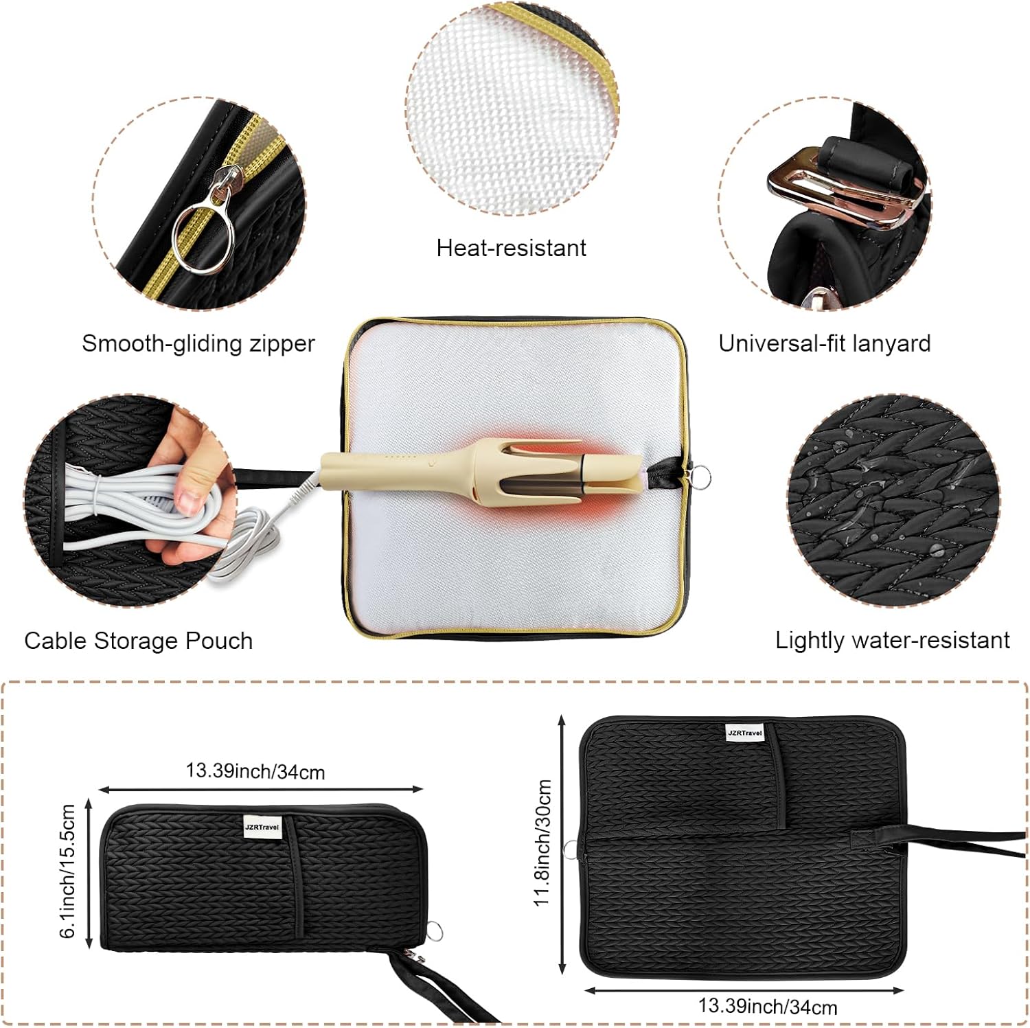 2 Pack Heat Resistant Travel Bag Organizer for Hot Tools Hair Dryer Flat Iron Curling Iron 2 in 1 Heat Proof Mat Portable Travel Essentials Bags