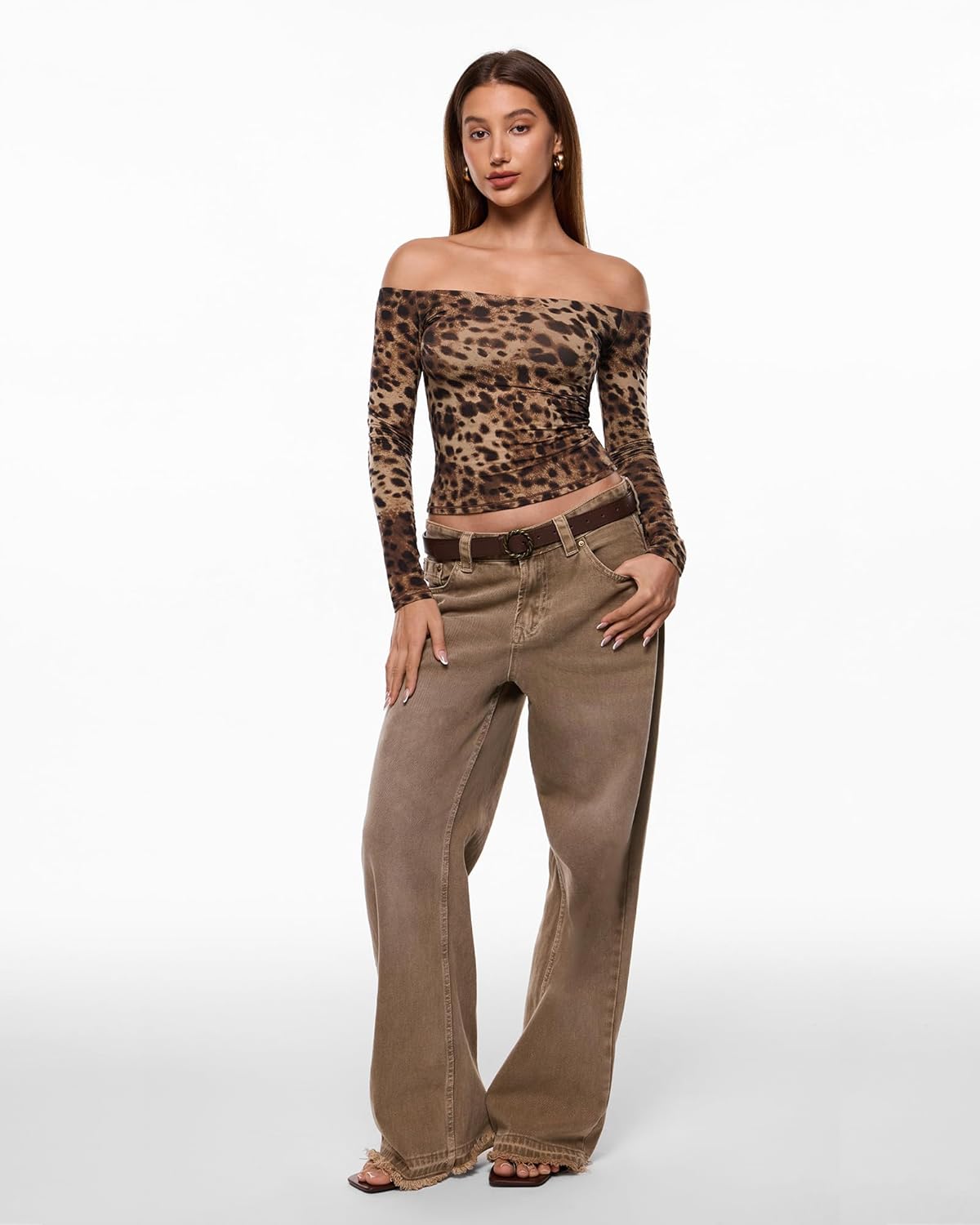 INLYRIC Women's Inbarely Soft Off The Shoulder Double Lined Long Sleeve Tops Going Out Slim Fitted Sexy Trendy T-Shirts - Image 2