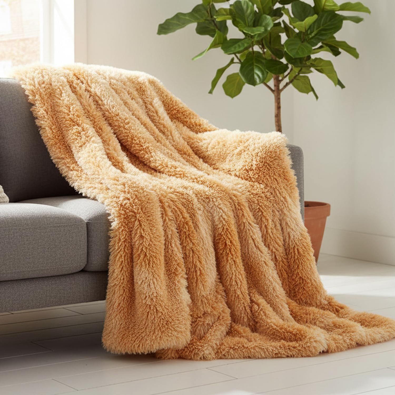 Couverture polaire douce DJDEA pour cocooning au salon 160 x 200 cm