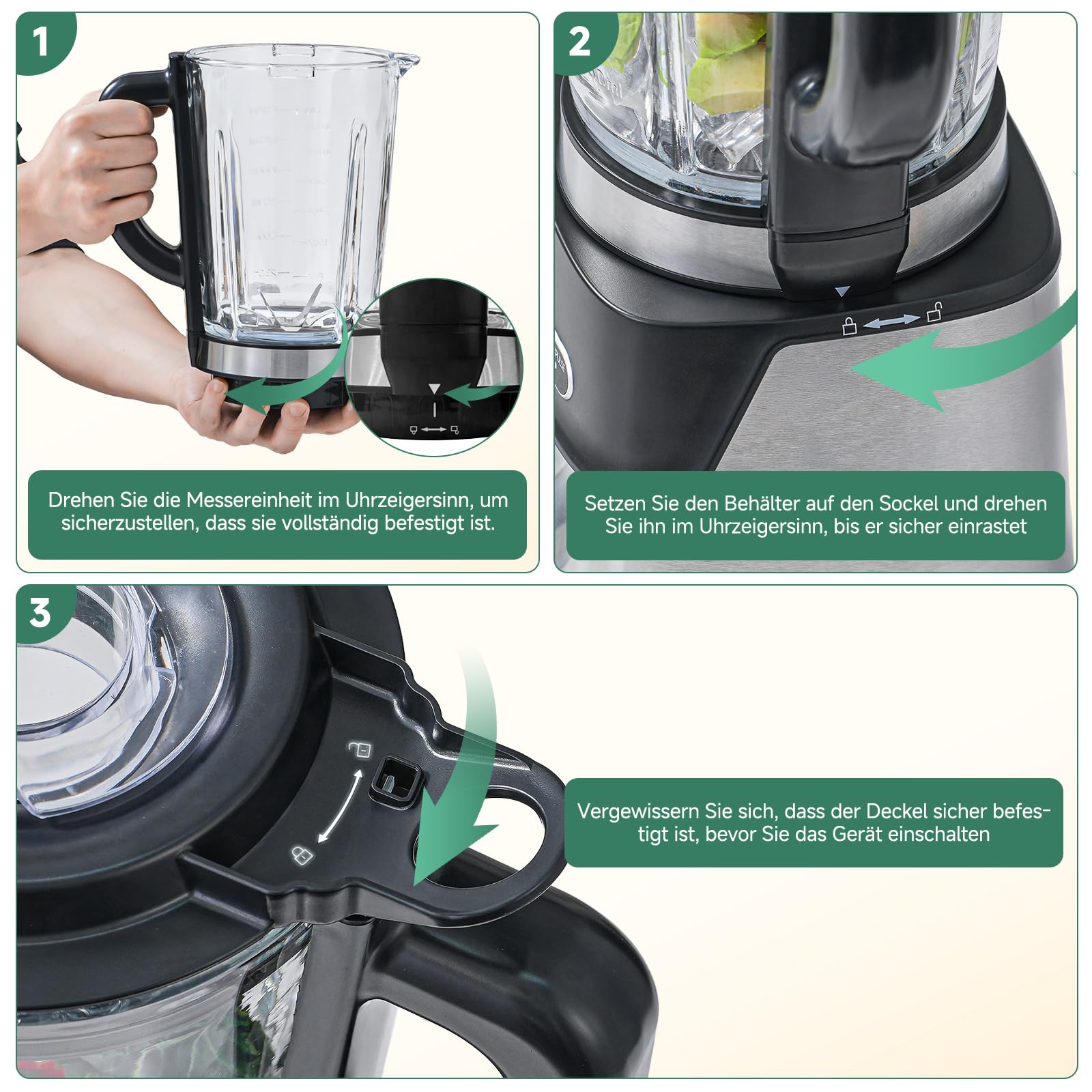 AMZCHEF Standmixer Gas Smoothie Maker mit Glasbehälter & 6-Klingen-System – Hochleistungs-Mixer 1200W für Smoothies, Eis & Shakes, 5-Stufen-Regler mit Pulse & Selbstreinigung
