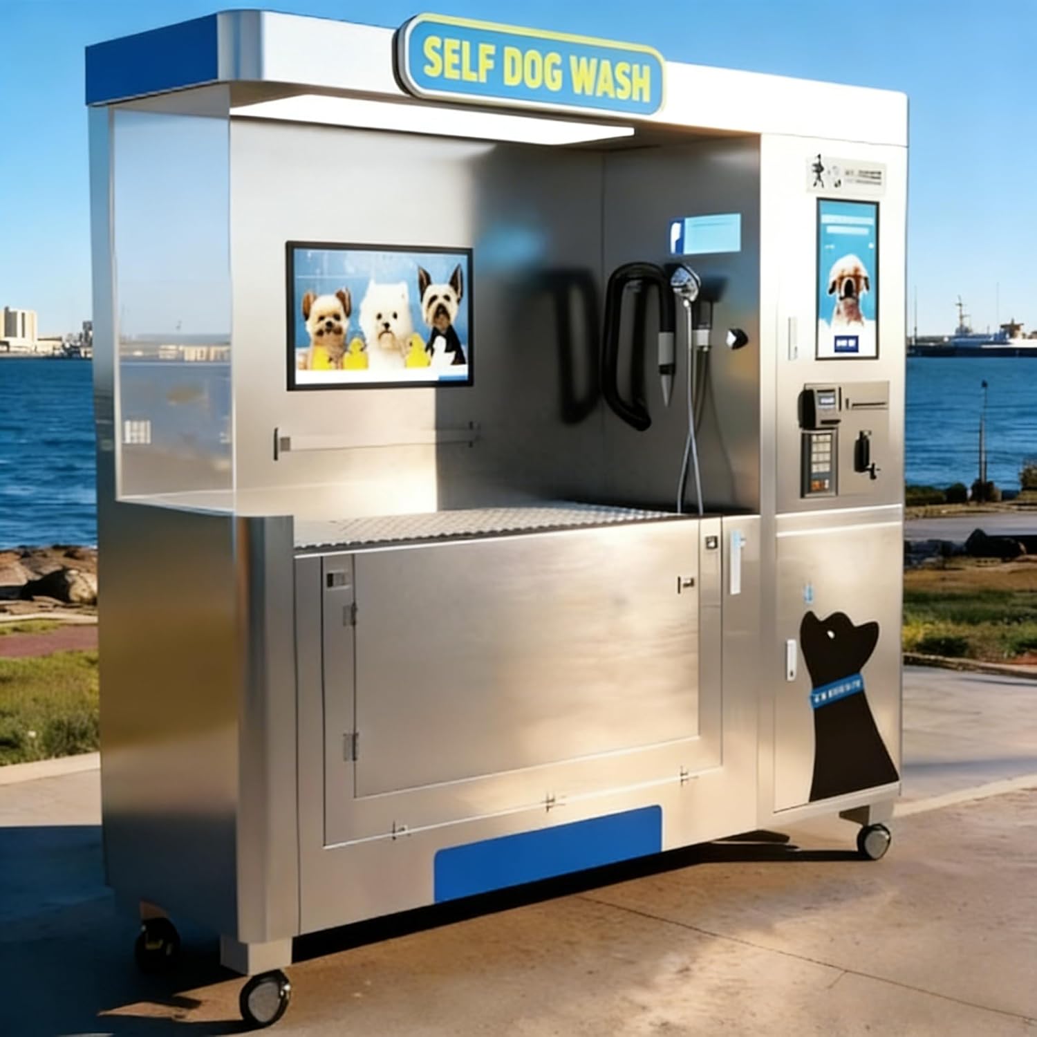 Pet Washing Station - Portable Self Service Dog Wash Tub with Handheld Sprayer for Indoor Use, Easy Assemble Pet Bathing System for Large Dogs in Garage or Apartment