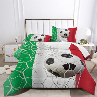 Italy Football Fitted Sheet/Comforter Set Italy Football Team Soccer Flags Bedding Set,includ Fitted Sheet 3PCS or Comforter 3PCS or Bed In A Bag 7PCS (C,Bed In A Bag 7PCS-Single)