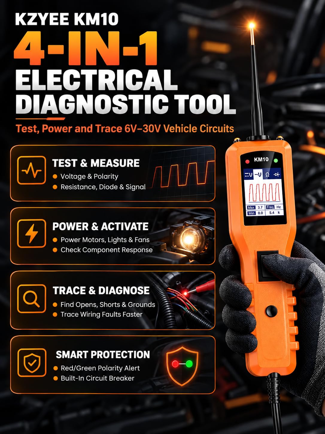 KZYEE KM10 Circuit Probe Tester - Live Waveform -2