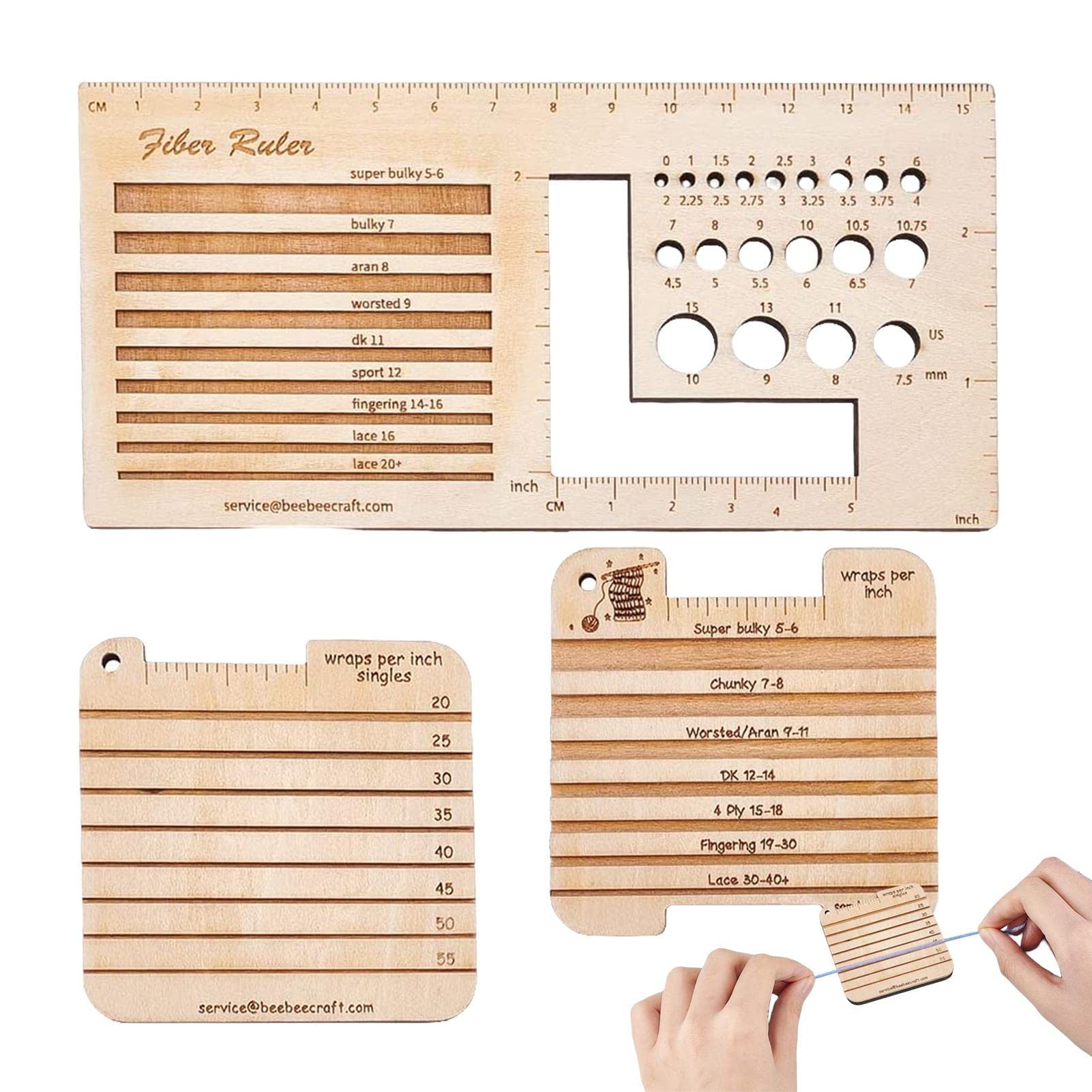 Knitting Needle Sizer Tool | Wooden Knitting Gauge Converter Knitting Calculator | Square Wood Spinning Control Knitting Tool for Spinners, Regular Ruler, Sweater Knitting Pewell