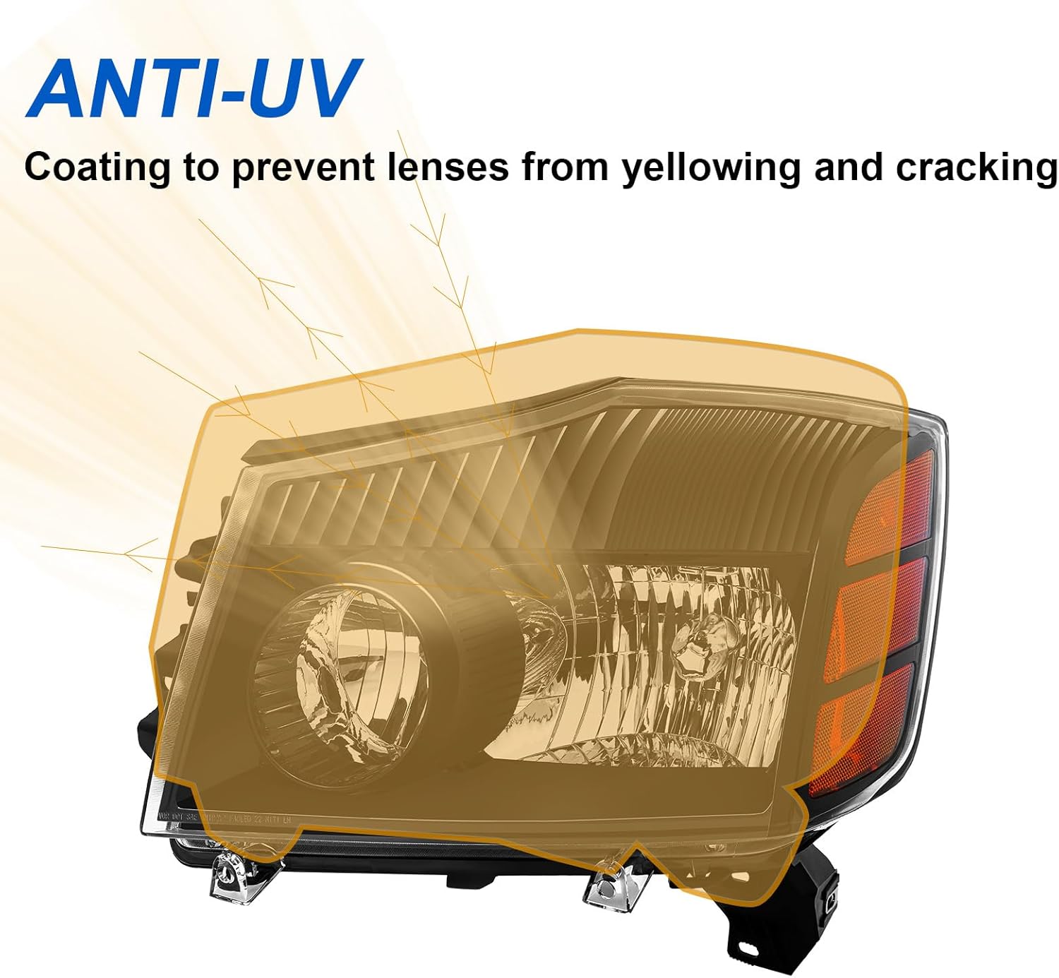 Headlight Assembly Fit for 2004-2015 Nissan Titan / 2005-2007 Armada Driver Side and Passenger Side (Black Housing Amber Reflector)