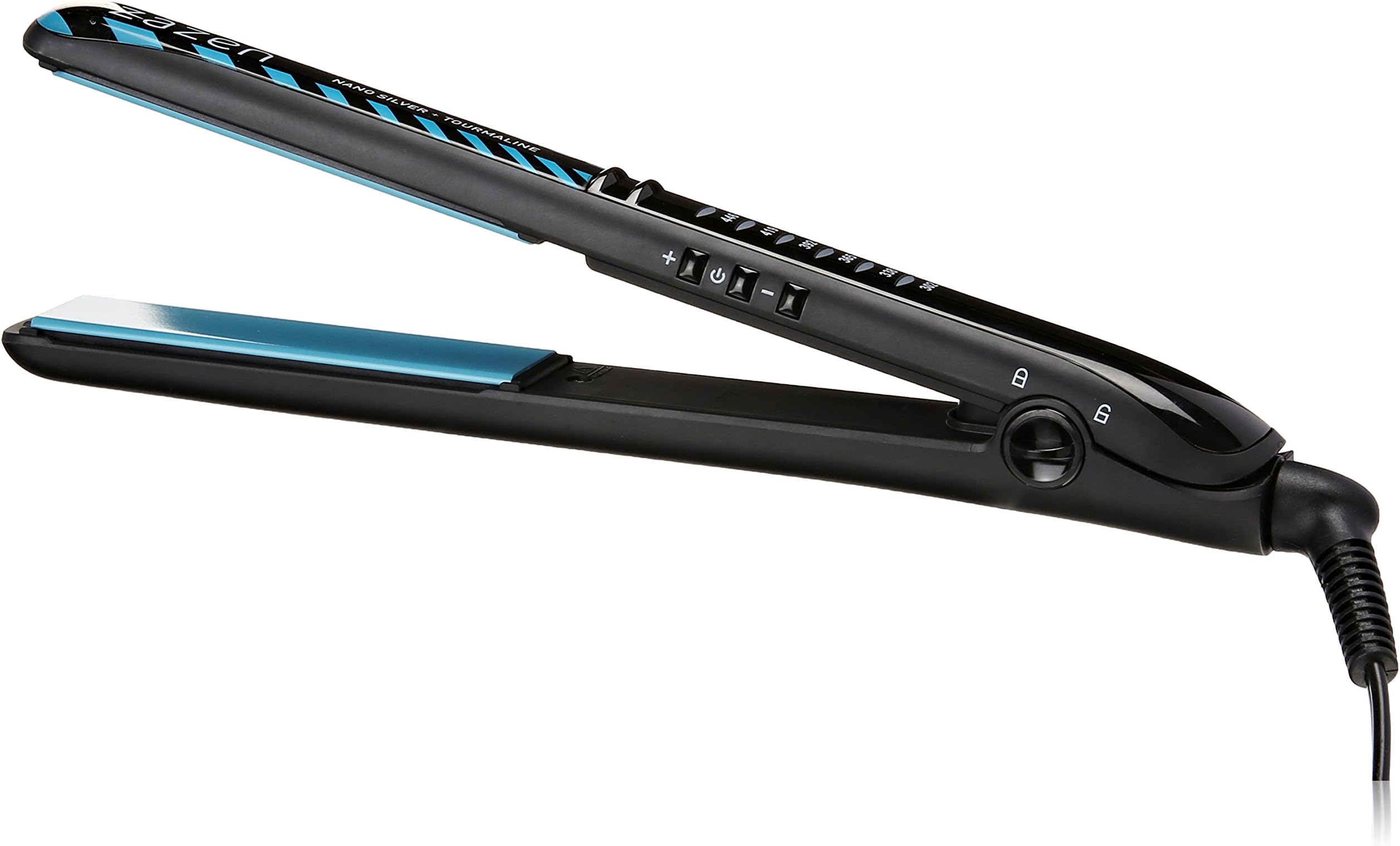 Zazen Nano Silver and Tourmaline Digital Professional Flat Iron, Black